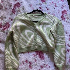 SHEIN Mint and Cream Swirl Cardigan